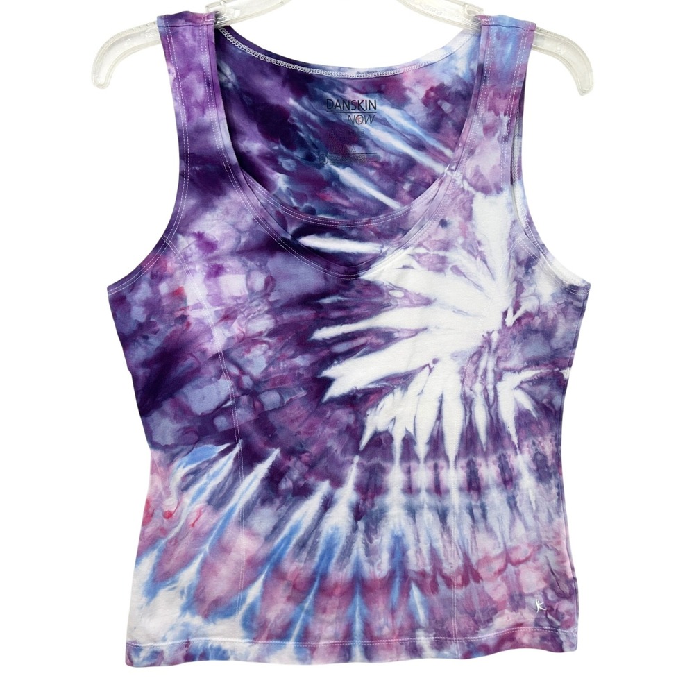 Danskin Now XL Tank Top Handmade Tie Dye Purple Cotton Hippie Festival 661
